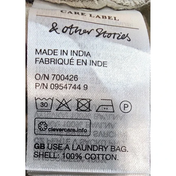 & OTHER STORIES Womens 10 Voluminous Floral Appliqué Blouse in Sage Green - Picture 14 of 14